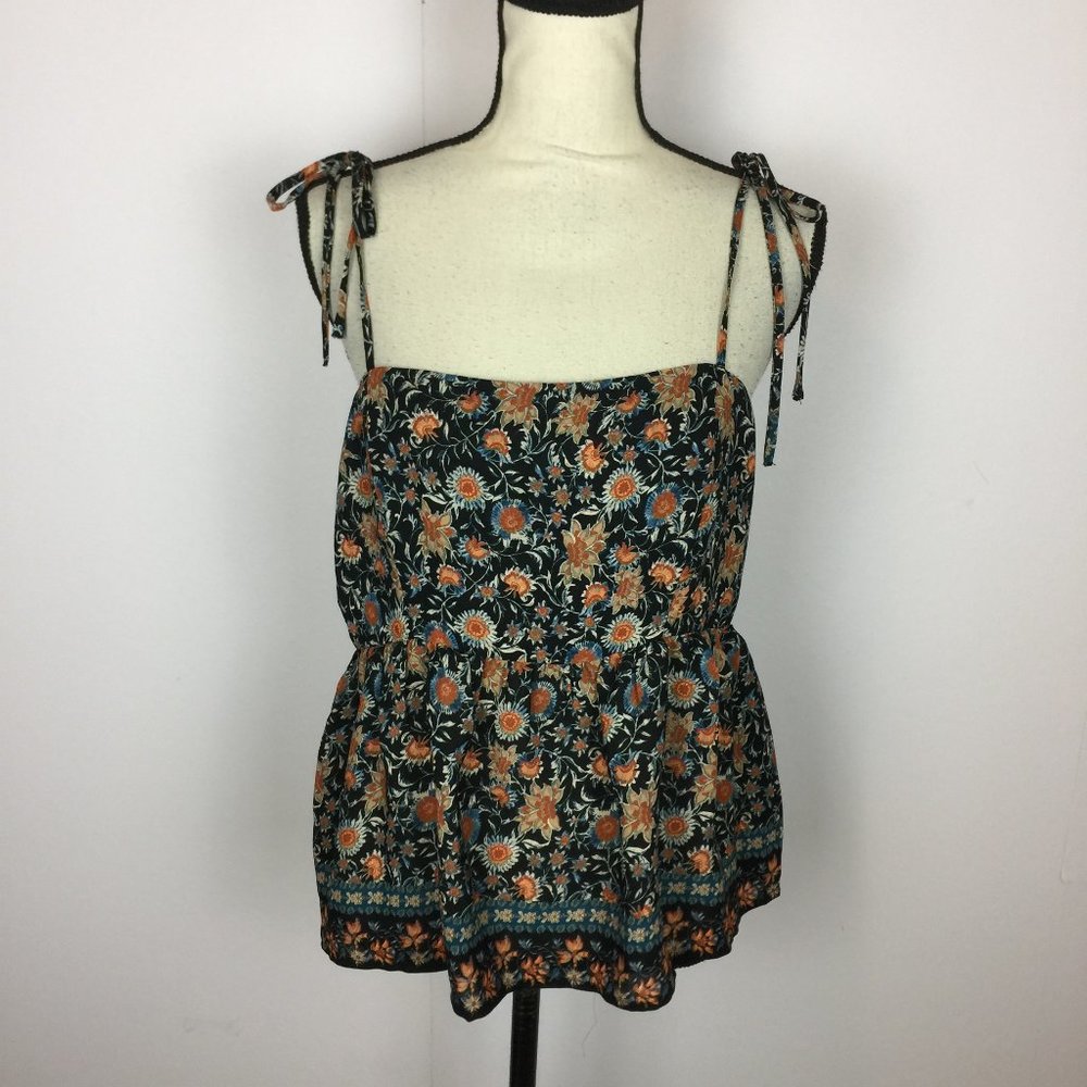 NWT Stitch Fix Nine Britton Peplum Tank Top Size M Womans Floral Smocked Black